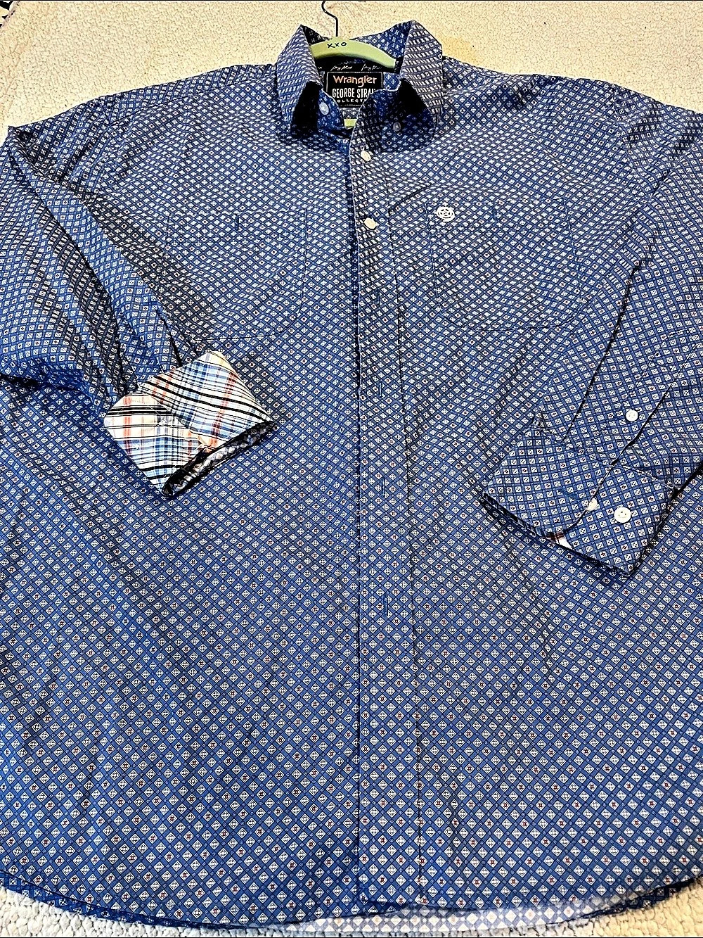 Wrangler George Strait Collection Men's Geometric Button Down Blue Size XL Like